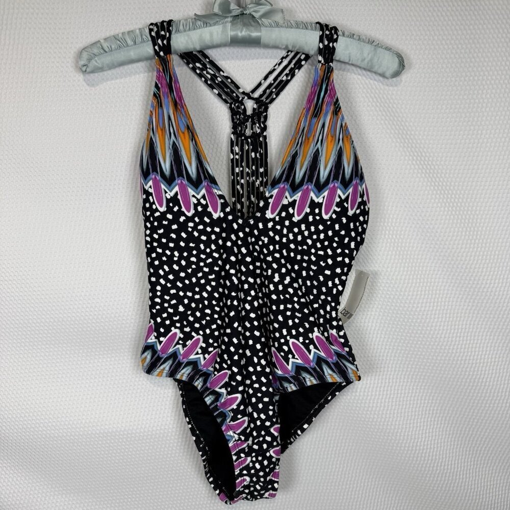 Bar III Size M Magic Touch Macrame Strappy One Piece Maillot Swimsuit Multi NWT